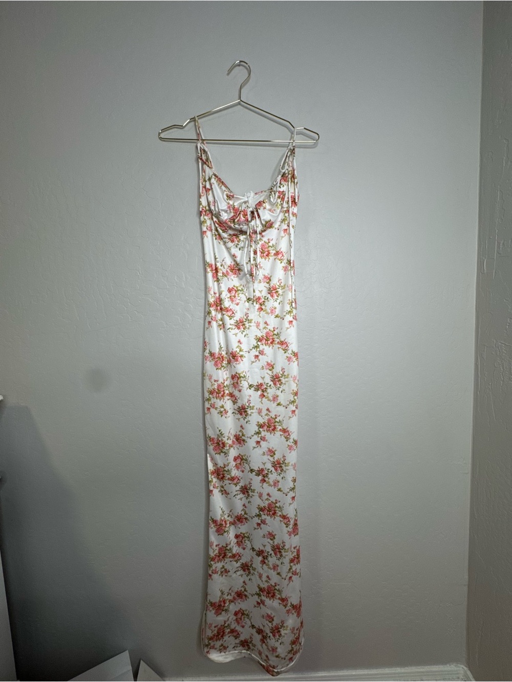 PARTHEA Backless Tie-Up Mermaid Hem Floral Print Ruched Bodycon Cami Maxi Dress - Picture 6 of 10